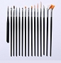  BP Assorted Nail Brushes Black 15/Pack 