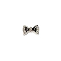  Nail Gem Bow Black Silver Stone Medium 