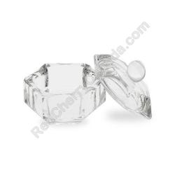  Crystal Jar w/ Lid Hexagon 