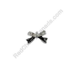  Nail Gem Bow Silver Black Tails Large 